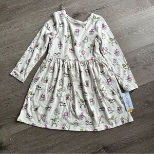 NWT Kids Girls 5T Cat & Jack Halloween Dog Cat Long Sleeve Cotton Blend Dress